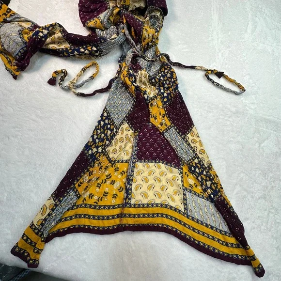 Earthbound Trading Co Jumpsuit Women Size M Multicolor Patchwork Halter Wide Leg - Picture 11 of 12